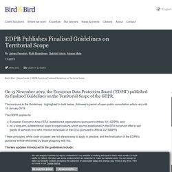 EDPB Publishes Finalised Guidelines on Territorial Scope