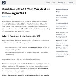 Guidelines Of ASO That You Must be Following in 2021 -