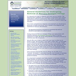 General Guidelines for the Patient Undergoing Removal of Mercury-Amalgam Fillings