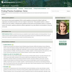 Home - Finding Practice Guidelines - LibGuides at Michigan State University Libraries