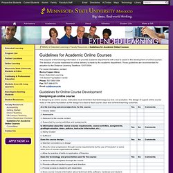 Guidelines for Academic Online Courses – Faculty Resources – – Minnesota State University, Mankato