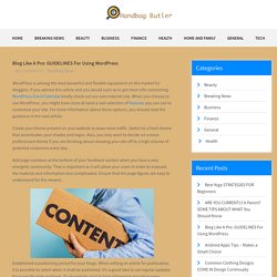 Blog Like A Pro: GUIDELINES For Using Wordpress