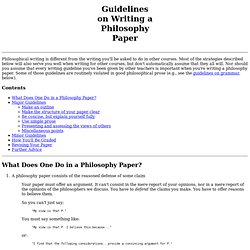 Guidelines on Writing a Philosophy Paper