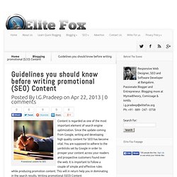 Guidelines you should know before writing promotional Content