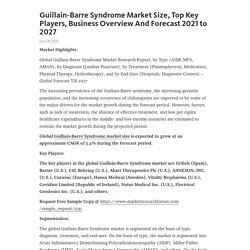 Guillain-Barre Syndrome Market Size, Top Key Players, Business Overview And Forecast 2021 to 2027 – Telegraph