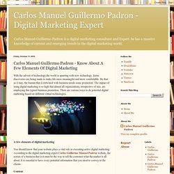 Carlos Manuel Guillermo Padron - Digital Marketing Expert: Carlos Manuel Guillermo Padron - Know About A Few Elements Of Digital Marketing