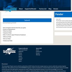 The Guitar Dater Project - Fender Serial Number Decoder