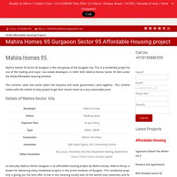 Mahira Homes 95 Gurgaoon Sector 95 Affordable Housing project