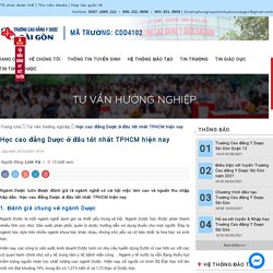 Học cao đẳng Dược ở đâu tốt nhất TPHCM 2021