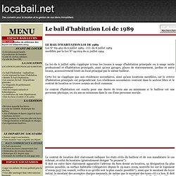 LE BAIL D'HABITATION LOI DU 6 JUILLET 1989 LOCATION BAIL BAUX HABITATION ET COMMERCIAL