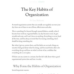 The Key Habits of Organization