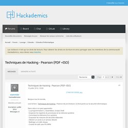 Techniques de Hacking - Pearson (PDF +ISO) - Hackademics : Forum de hacking – hackers white hat – cours de securite informatique