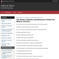 The Rules in Hacker and Sommers’s Rules for Writers (7th Ed.)