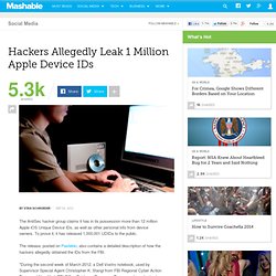 Hackers Allegedly Leak 1 Million Apple Device IDs