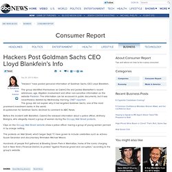 Hackers Post Goldman Sachs CEO Lloyd Blankfein’s Info - ABC News Pwnnd By Anonymous