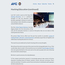 Hacking Education (continued)