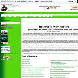 Hacking Network Printers (Mostly HP JetDirects, but a little info on the Ricoh Savins)