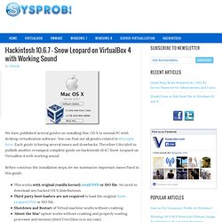 Hackintosh 10.6.7 - Snow Leopard on VirtualBox 4 with Working Sound