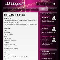 CSS Hacks and Issues