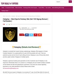 Halaplay ~ Best Sports Fantasy Site