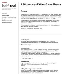 A Dictionary of Video Game Theory