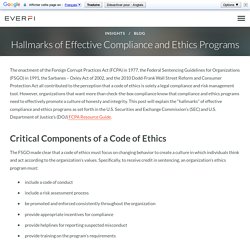 Hallmarks of Effective Compliance and Ethics Programs