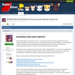 [HAMSTER NUTRITION IV] Commercial Hamster Food List - Food & Nutrition - Hamster Hideout Forum