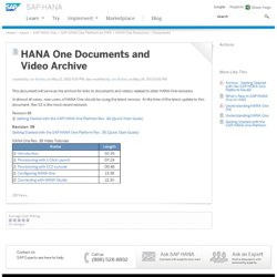 HANA One Documents and Video Archive
