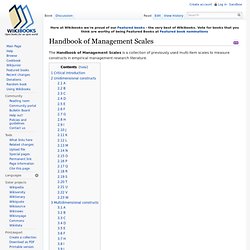 Handbook of Management Scales