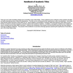 Handbook of Faculty Titles