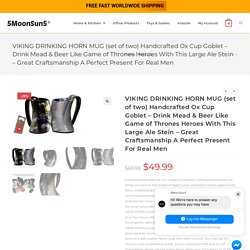 VIKING DRINKING HORN MUG (set of two) Handcrafted Ox Cup Goblet - Drink Mead & Beer Like Game of Thrones Heroes With This Large Ale Stein - Great Craftsmanship A Perfect Present For Real Men - 5MoonSun5