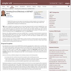 Handling Errors Effectively in ASP.NET MVC
