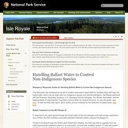 Handling Ballast Water to Control Non-Indigenous Species - Isle Royale National Park
