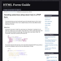 Handling select box (drop-down list) in a PHP form