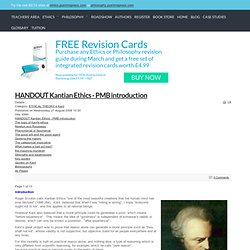 HANDOUT Kantian Ethics - PMB introduction