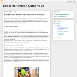 Local Handyman Cambridge: How to Detect Whether a Handyman is Trustworthy