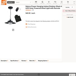 Nature Power, Hanging Indoor/Outdoor Black 4 LED Solar Powered Shed Light with Remote Control, 21030 at The Home Depot - Tablet