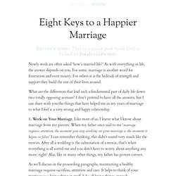 Eight Keys to a Happier Marriage