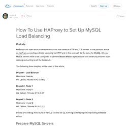 How To Use HAProxy to Set Up MySQL Load Balancing