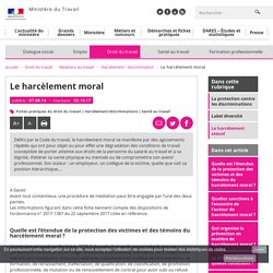 Le harcèlement moral - Harcèlement - discrimination