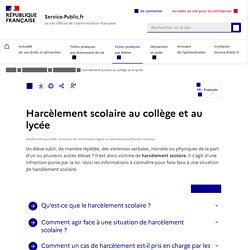 Harcèlement scolaire - Violences scolaires - Provocation au suicide