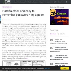 Hard to crack and easy to remember password? Try a poem