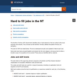 Hard to fill jobs in the NT - NT.GOV.AU