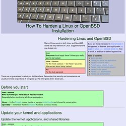 How To Harden a Linux or OpenBSD Installation