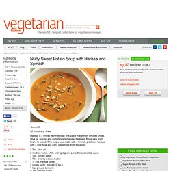 Nutty Sweet Potato Soup with Harissa and Spinach Recipe
