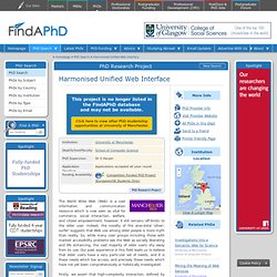 Harmonised Unified Web Interface at University of Manchester