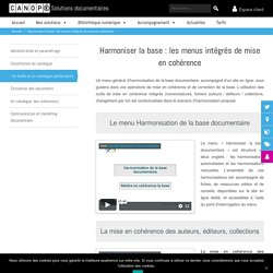 harmoniser la base documentaire - menus mise en cohérence