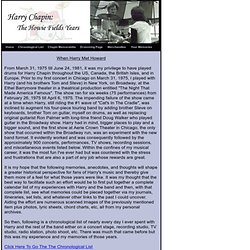 Harry Chapin: The Howie Fields Years
