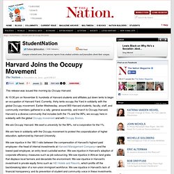 Harvard Joins the Occupy Movement