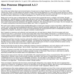 Has Penrose Disproved A.I.?